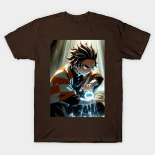 Tanjiro training under a waterfall T-Shirt